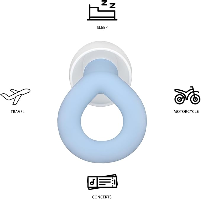 Silicone Ear Plugs for Noise Reduction, Reusable Ear Plugs for Sleeping Noise Cancelling, Concerts, Motorcycle, Travel & Hearing Protection NRR 33dB - 8 Ear Tips in XS/S/M/L, Blue