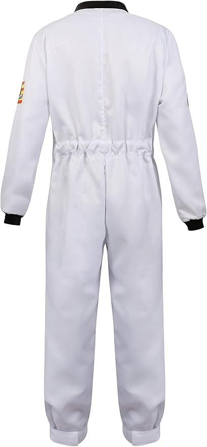 Men's Adult Astronaut Spaceman Costume Coverall Pilot Air Force Flight Jumpsuit Dress Up Party