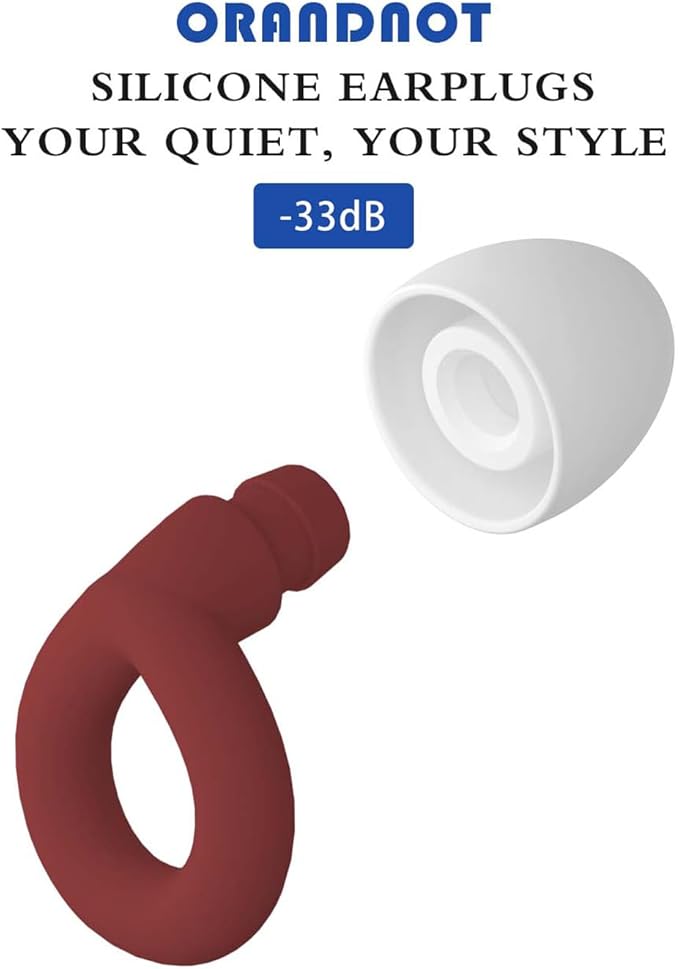 Earplugs for Sleeping, 33db Noise Canceling Ear Plugs, Waterproof Reusable Noise Canceling Earplugs for Concerts, Motorcycles, Travel and Hearing Protection - 8 Ear Tips in XS/S/M/L, Red