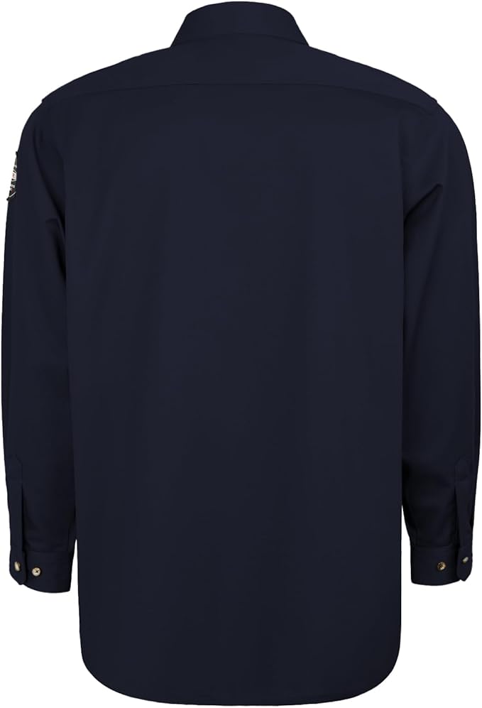 Welding Shirt 7.5oz FR Shirts, 100% C Flame Resistant Work Shirt with Reinforced Sewing, Men's Fire Retardant Welding Shirt, Durable Welding Accessories, Meets NFPA2112, Navy-ZRND M