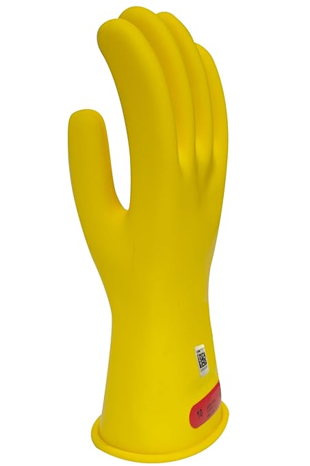 Enespro Class 0 Yellow Rubber Voltage Insulating Gloves, Max. Use Voltage 1000V AC/1500V DC, GC0Y12