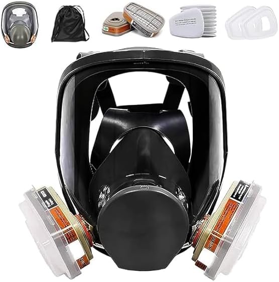 Full Face Respirator Mask, 6800 Reusable Respirator Mask with Filters 6001, Anti-fog, Ideal for Paint, Spray, Dust