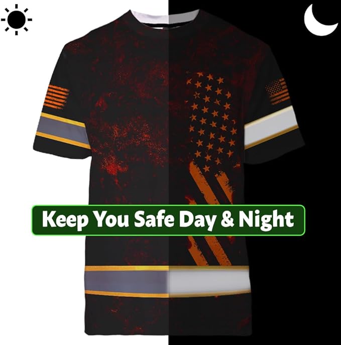 Maddly High Visibility US Flag Collection Safety Workwear Custom Name for Workers, Runners, Truckers, Patriotic