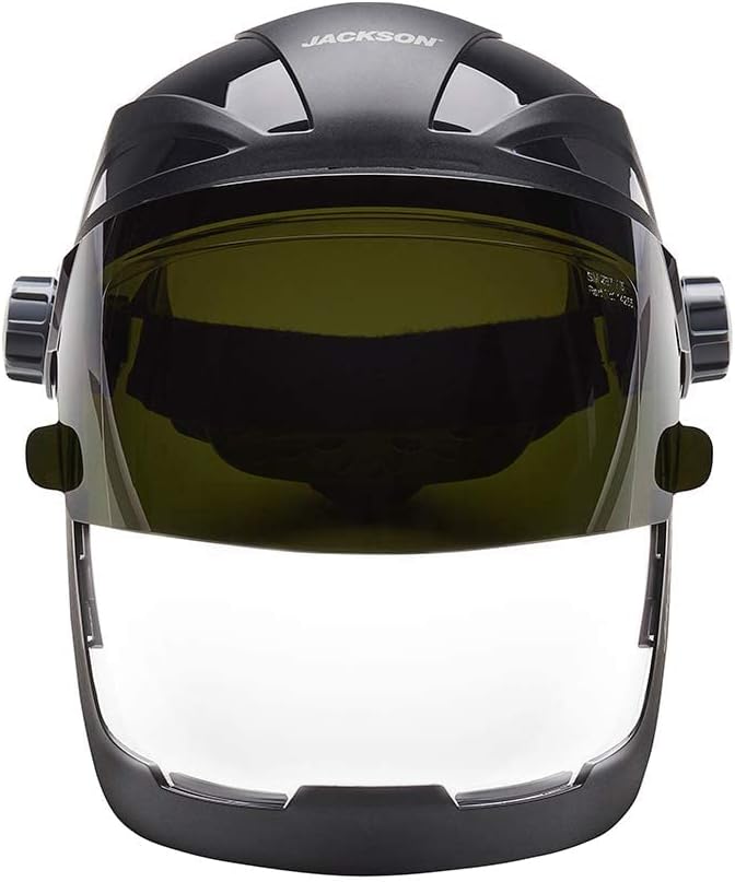 Jackson Safety QUAD 500 Face Shield - Anti-Fog Window with Chin Guard - ANSI Z87.1 & OSHA - (Multiple Styles & Headgears)