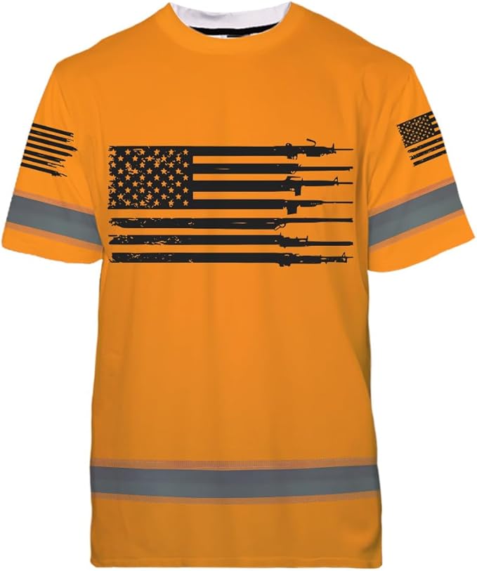 Maddly High Visibility US Flag Collection Safety Workwear Custom Name for Workers, Runners, Truckers, Patriotic