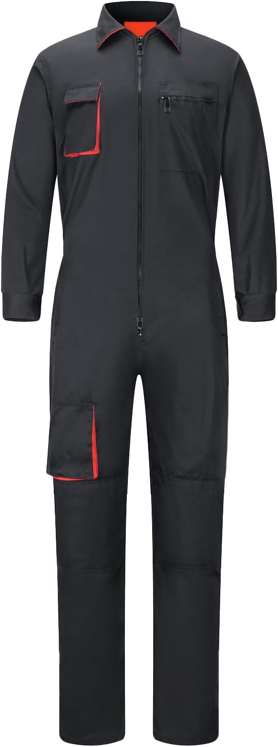 Men's Coveralls Mechanic Work Jumpsuit Multi Pockets Overalls Long Sleeve Workwear Coverall