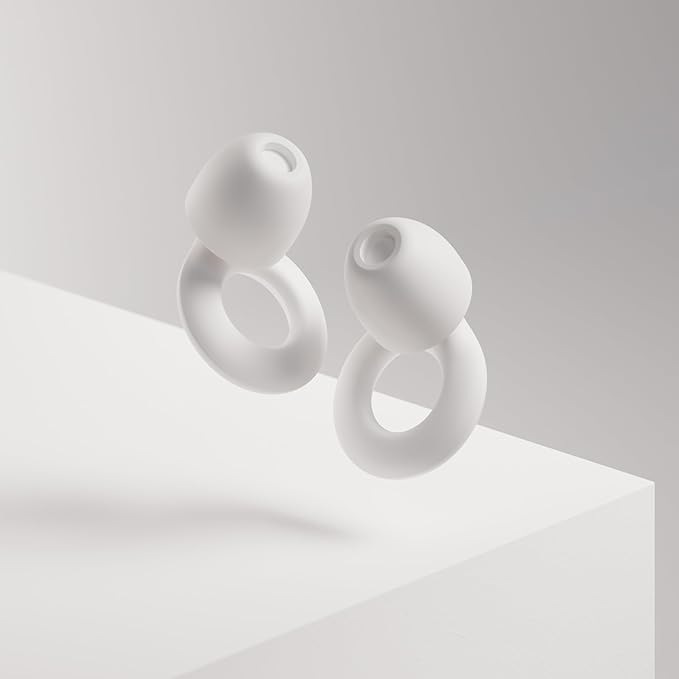Loop Quiet - Ear Plugs for Sleep – Super Soft, Reusable Hearing Protection in Flexible Silicone for Noise Reduction & Flights - 8 Ear Tips in XS/S/M/L - SNR 24dB & NRR 14 Noise Cancelling - White