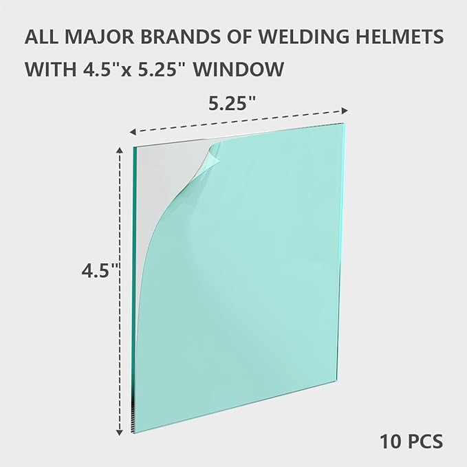4.5" X 5.25" Welding Helmet Cover Lens,10 Pcs Outside Replacement Clear Lens Covers for Solar Auto Darkening Welding Helmet.