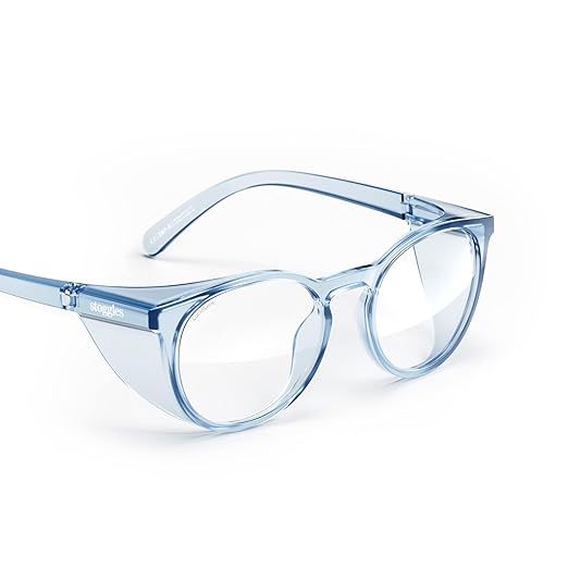 Stoggles Round Z87.1 Certified Polycarbonate Safety Glasses, Scratch & Shatter-Proof, Blue-Light & UV Blocking Lens, Top & Side Shields, Anti-Fog Dip Coated, Durable, Protective & Stylish Eyewear