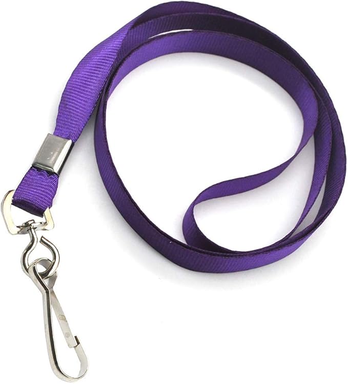 Purple Lanyards 100 Pcs Lanyard for Id Badges Flat Lanyard with Badge Clip with J-Hook (Purple)