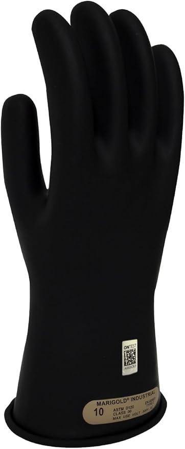 Enespro Class 00 Black Rubber Voltage Insulating Gloves, Max. Use Voltage 500V AC/750V DC, GC00B11