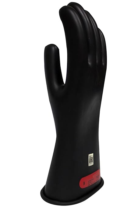 Enespro Class 0 Black Rubber Voltage Insulating Gloves, Max. Use Voltage 1000V AC/1500V DC, GC0B08