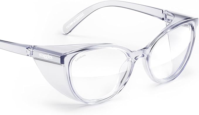 Stoggles Cat Eye Z87.1 Certified Safety Glasses, Blue-Light, UV Blocking Lens, Top & Side Shield, Anti-Fog, Stylish Eyewear