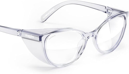 Stoggles Cat Eye Z87.1 Certified Safety Glasses, Blue-Light, UV Blocking Lens, Top & Side Shield, Anti-Fog, Stylish Eyewear
