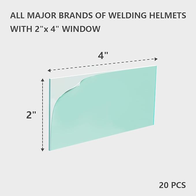2'' x 4'' Welding Helmet Hood Clear Lens Cover, Universal Welding Protective Lens Replacement (20pcs)