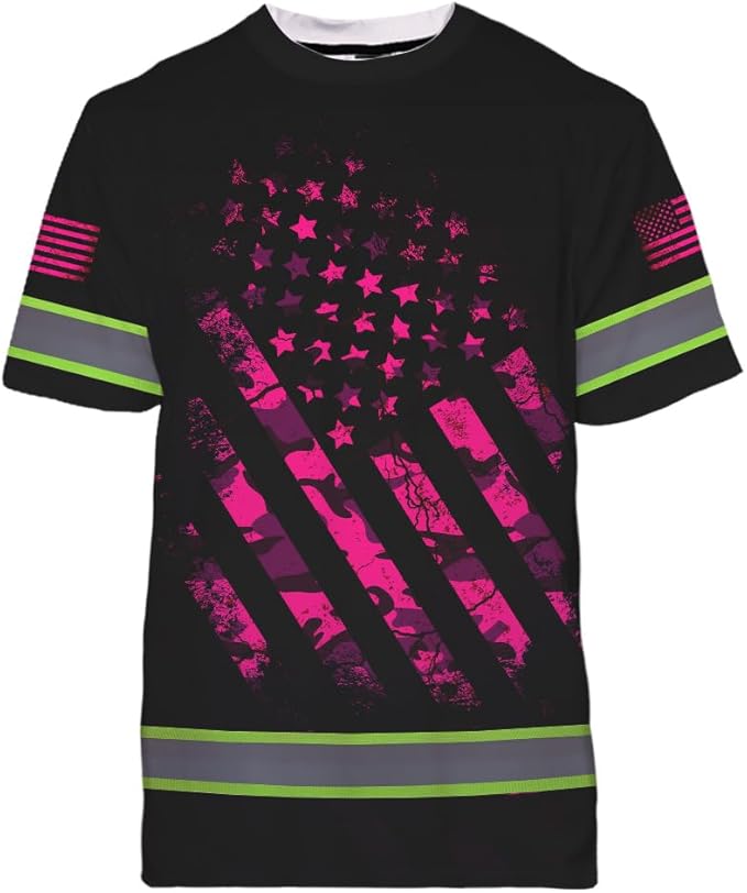 Maddly High Visibility US Flag Collection Safety Workwear Custom Name for Workers, Runners, Truckers, Patriotic