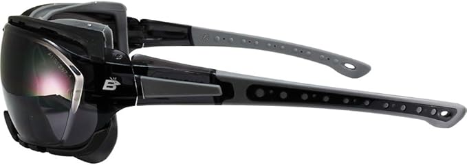Birdz Eyewear Gasket Safety Padded Motorcycle Sport Sunglasses Grey with Clear Lens
