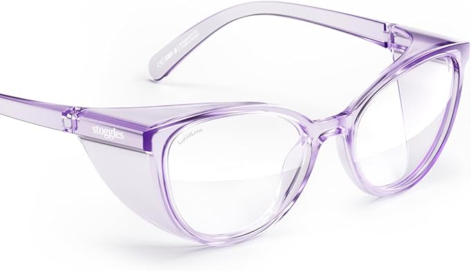 Stoggles Cat Eye Z87.1 Certified Safety Glasses, Blue-Light, UV Blocking Lens, Top & Side Shield, Anti-Fog, Stylish Eyewear