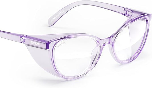 Stoggles Cat Eye Z87.1 Certified Safety Glasses, Blue-Light, UV Blocking Lens, Top & Side Shield, Anti-Fog, Stylish Eyewear