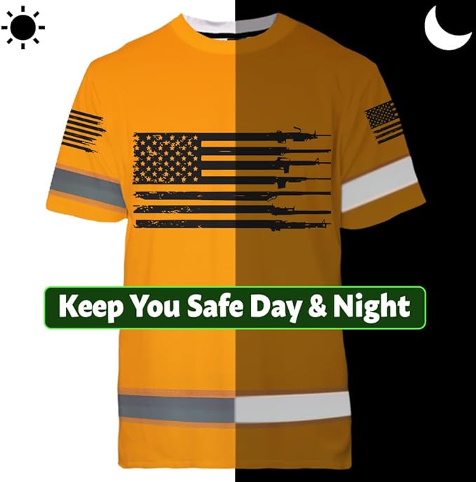Maddly High Visibility US Flag Collection Safety Workwear Custom Name for Workers, Runners, Truckers, Patriotic