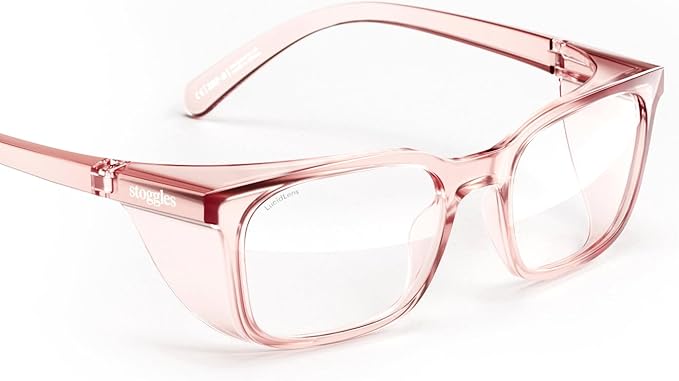 Stoggles Rectangle Z87.1 Certified Safety Glasses, Blue-Light, UV Blocking Lens, Top & Side Shield, Anti-Fog, Stylish Eyewear