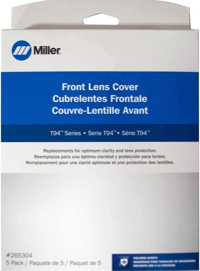 Miller 265304 Front Cover Lens for T94 Series Welding Helmets, 5 pack