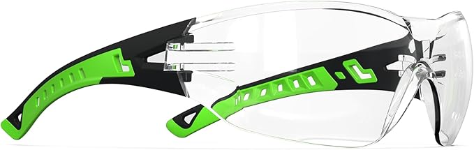 Safety Glasses with Clear Wraparound Lenses and Vented Frame