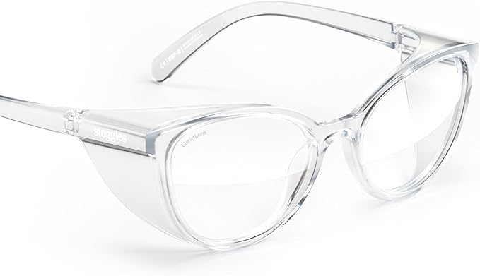 Stoggles Cat Eye Z87.1 Certified Safety Glasses, Blue-Light, UV Blocking Lens, Top & Side Shield, Anti-Fog, Stylish Eyewear