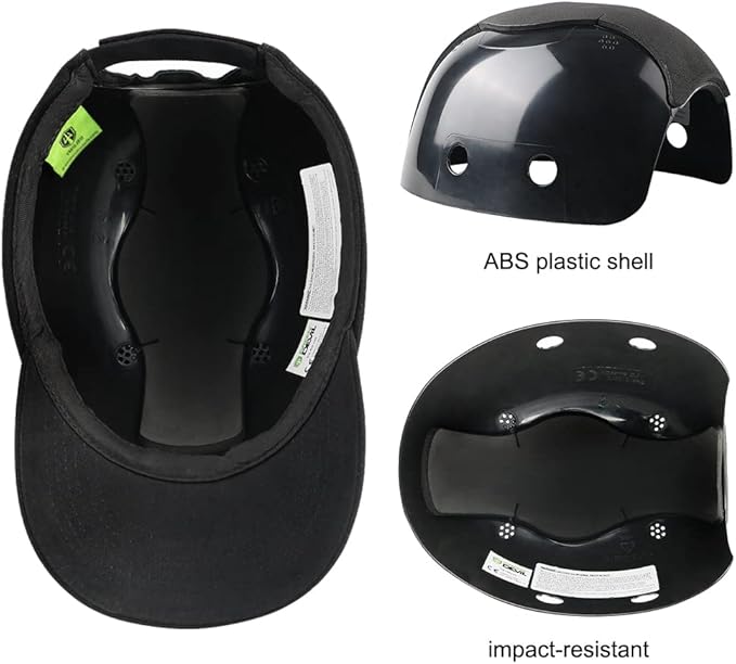 Safety Bump Cap Baseball Hat Style Lightweight Head Protection Cap Hard Hat for Men Women (Classic Black)