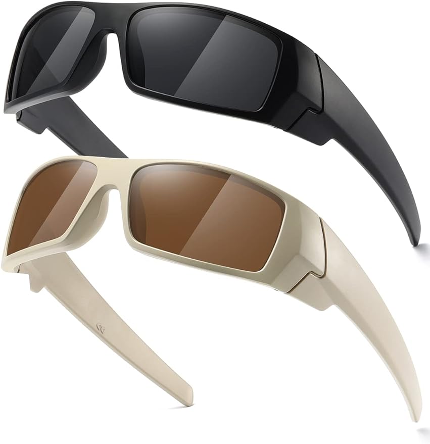 Polarized Sunglasses Men Womens Trendy Retro Sports Rectangular Wrap Around Vintage Shot Shield
