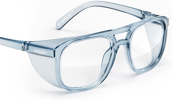 Stoggles Aviator Z87.1 Certified Safety Glasses, Blue-Light, UV Blocking Lens, Top & Side Shield, Anti-Fog, Stylish Eyewear