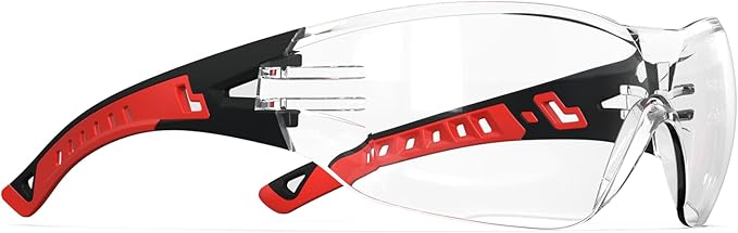 Safety Glasses with Clear Wraparound Lenses and Vented Frame