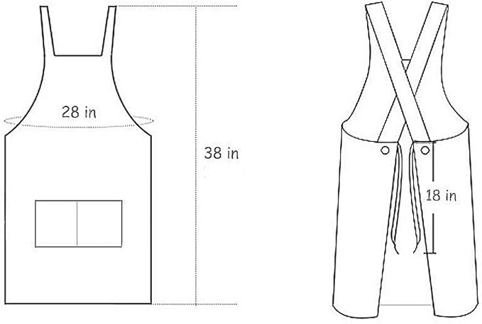 NEWGEM Adjustable Cross Back Bib Aprons with 2 Pockets Cotton for Women,Butcher,Hairstylist Fits for Grill,bbq,Paint Light Green