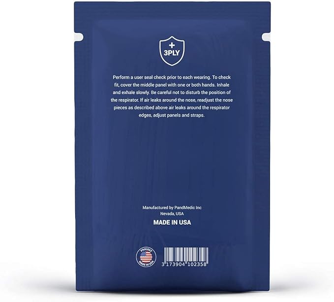 PandMedic Disposable Face Mask MADE in USA | Premium Medical American 3 Ply Safety Face Masks Breathable With Elastic Ear Loops - 50ct Resealable Bag