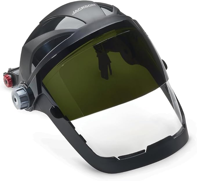 Jackson Safety QUAD 500 Face Shield - Anti-Fog Window with Chin Guard - ANSI Z87.1 & OSHA - (Multiple Styles & Headgears)