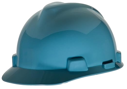 MSA 463111 V-Gard Cap Style Safety Hard Hat With Staz-on Pinlock Suspension | Polyethylene Shell, Superior Impact Protection, Self Adjusting Crown Straps - Standard Size in Robin's Egg Blue