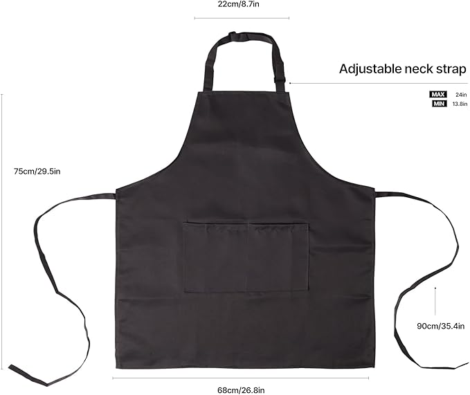 Kitchen Bib Apron for Women Men with Pockets Chef Art Aprons for Cooking Painting Pottery Ceramics