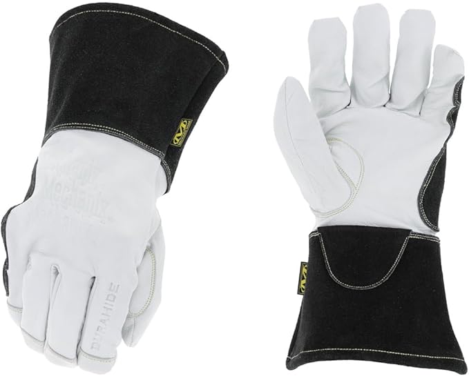 Mechanix Wear: Pulse TIG Welding Gloves, Durahide Goat Leather, Work Gloves with Glide Resistance, Added Durability, Rollover Fingertips for Improved Dexterity, Safety Gloves (White, Medium)