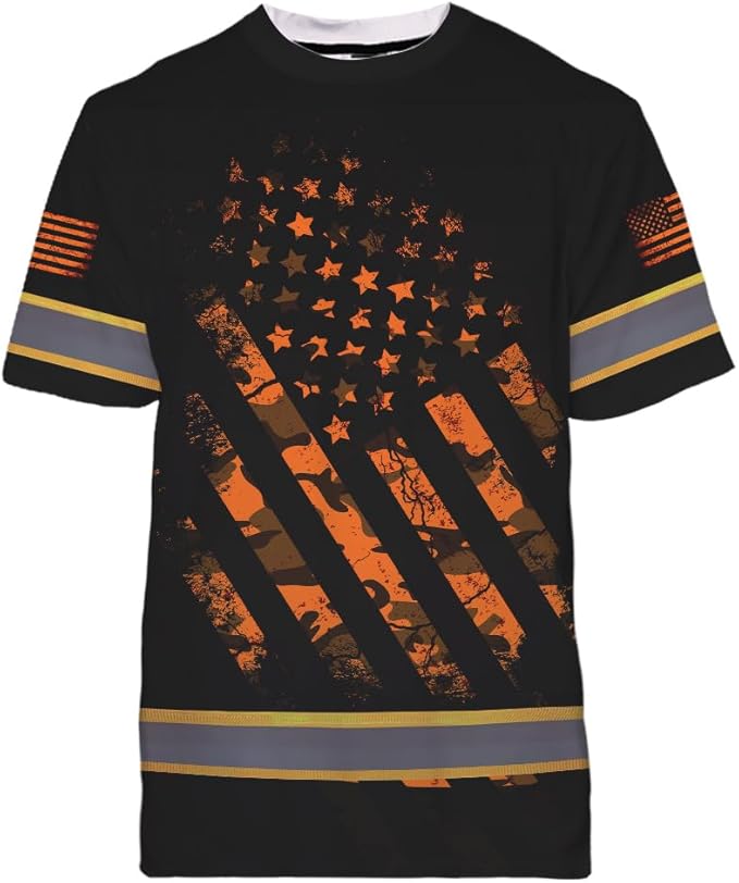 Maddly High Visibility US Flag Collection Safety Workwear Custom Name for Workers, Runners, Truckers, Patriotic