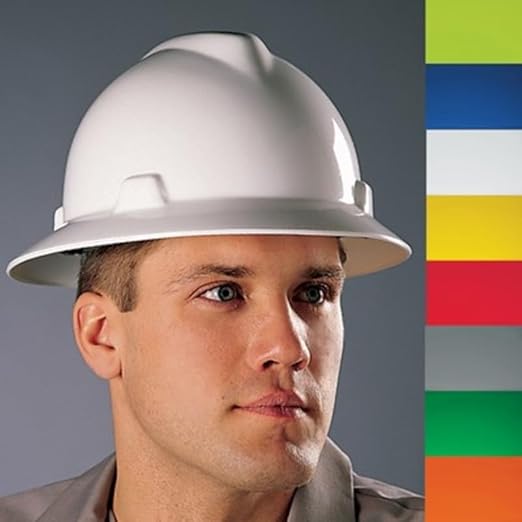 MSA 10074820 V-Gard 500 Cap Style Safety Hard Hat with 6-Point Fas-Trac III Ratchet Suspension | Polyethylene Shell, Self Adjusting Crown Straps - Standard Size in Hi-Viz Yellow-Green