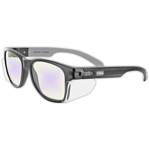 MAGID Y50 Series Performance Anti-Fog Polycarbonate Safety Glasses with Side Shields, 1 Pair, Blue Blocking Lens, Y50BKAFBLA