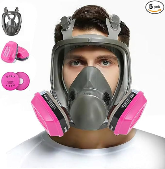 Full Face Respirator Mask with 60921 &2097 Filters - 6800 Reusable Gas Mask Against Dust Organic Vapor Anti-fog Mask for Epoxy Resin, Chemicals, Painting, Car Spraying, Woodworking, Welding, Polishing