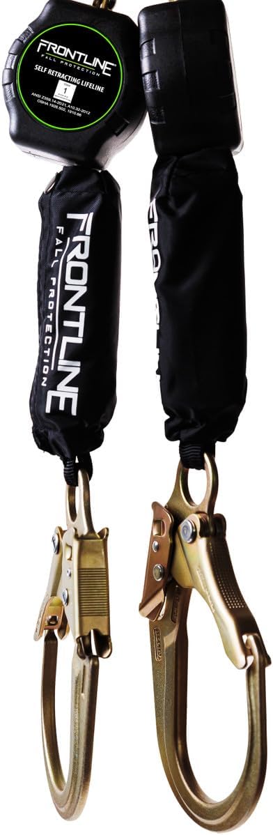 Frontline RPA062R 6' Aramid Web Twin Leg SRL with Steel Rebar Hooks | 310 lbs Capacity | Lightweight & Durable | Aramid Fiber Webbing Retractable | ANSI & OSHA Compliant | ISO Lab Tested