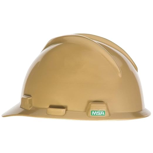 MSA 464852 V-Gard Cap Style Safety Hard Hat With Staz-on Pinlock Suspension | Polyethylene Shell, Superior Impact Protection, Self Adjusting Crown Straps - Standard Size in Gold
