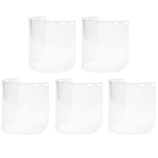 WOLF Replacement Face Shield with Holes for Adapter Brackets, Headgear, Splash Impact Saliva Chemical Hazard Protection, Heavy-duty Lightweight, 8’’x15.5’’x0.40’’, PETG, Clear (5)