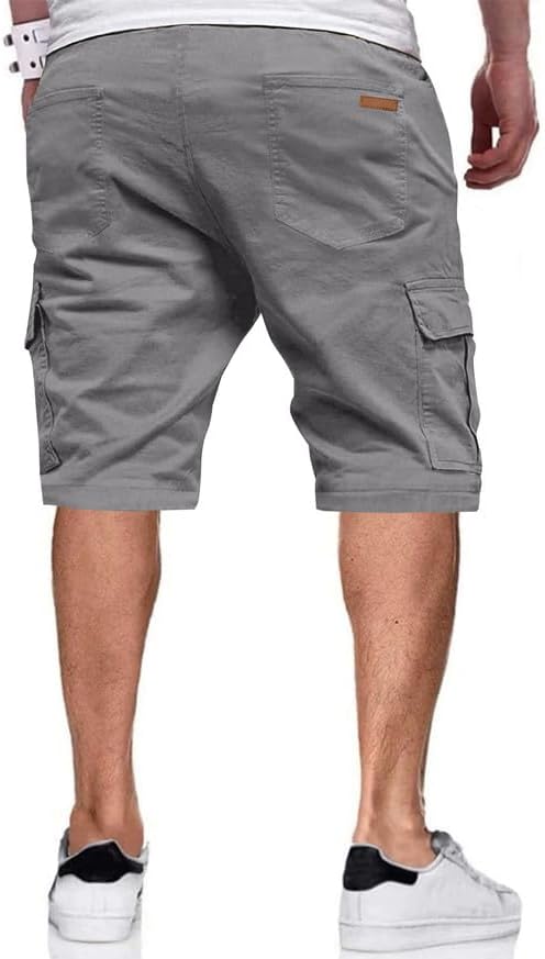 JMIERR Mens Casual Twill Cargo Shorts Cotton Drawstring Classic Cargo Stretch Short with 6 Pockets