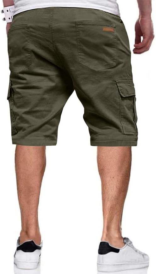 JMIERR Mens Casual Twill Cargo Shorts Cotton Drawstring Classic Cargo Stretch Short with 6 Pockets