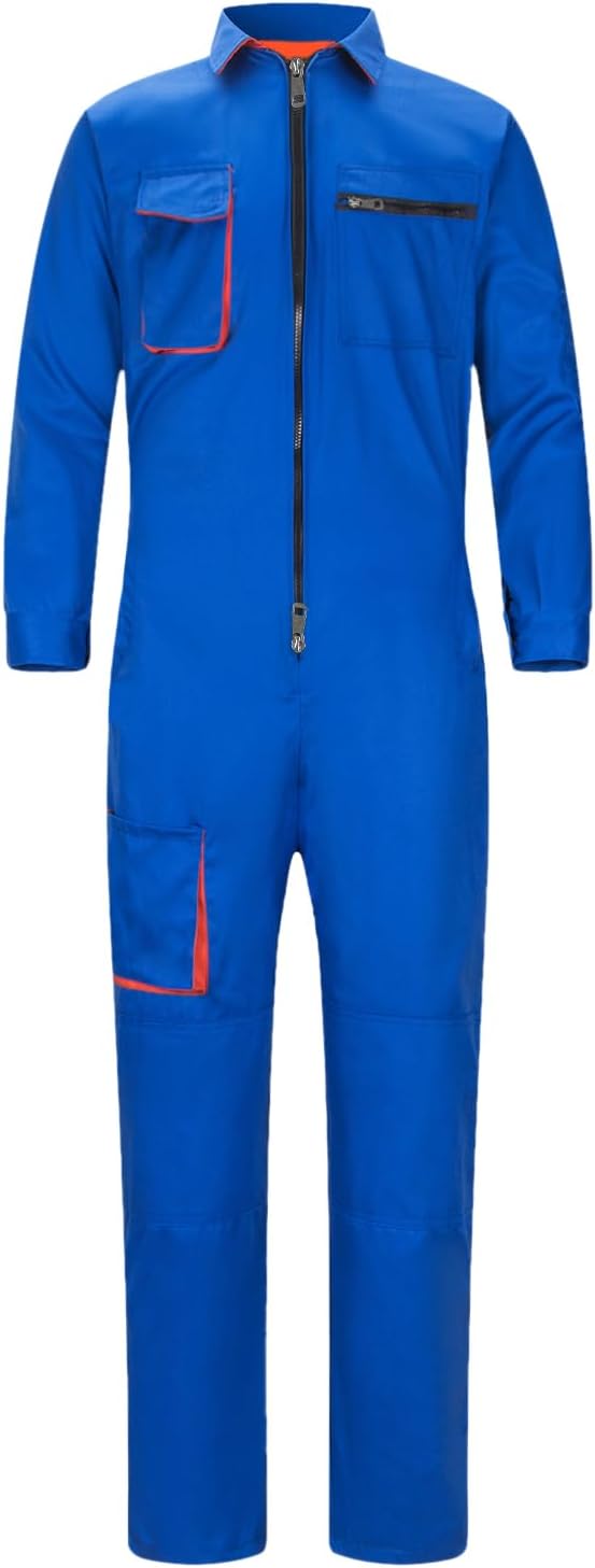 Men's Coveralls Mechanic Work Jumpsuit Multi Pockets Overalls Long Sleeve Workwear Coverall