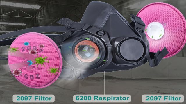 Reusable Respirator Mask with Activated carbon filter cottons for Gas, Organic Vapors