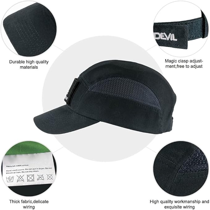 Safety Bump Cap Navy Blue/Lime Classic Baseball Hat Style Lightweight and Breathable Head Protection Cap Comfortable Hard Hat for Adults Men Women
